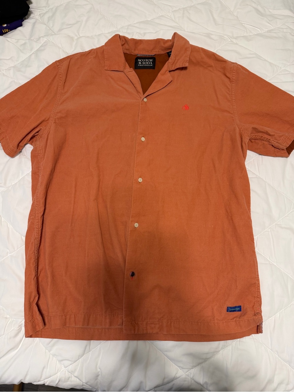 Scotch & Soda Short-Sleeve Button Down Shirt in Rust